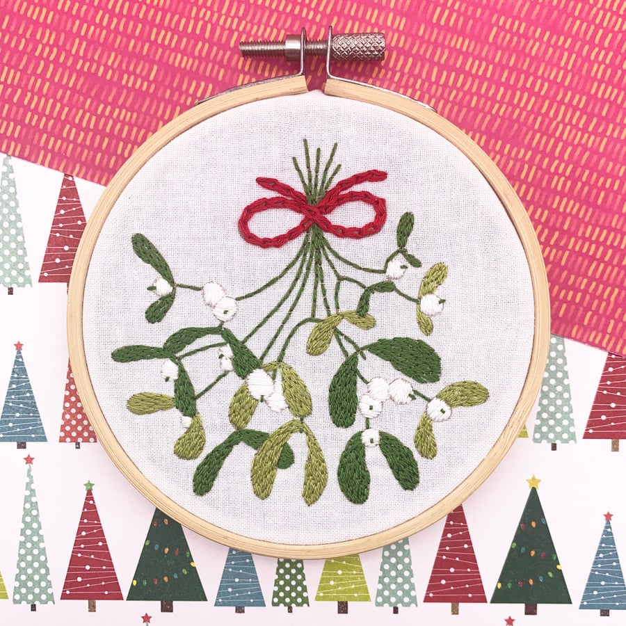 Embroidery Kit - Mistletoe Hand Embroidery Kit