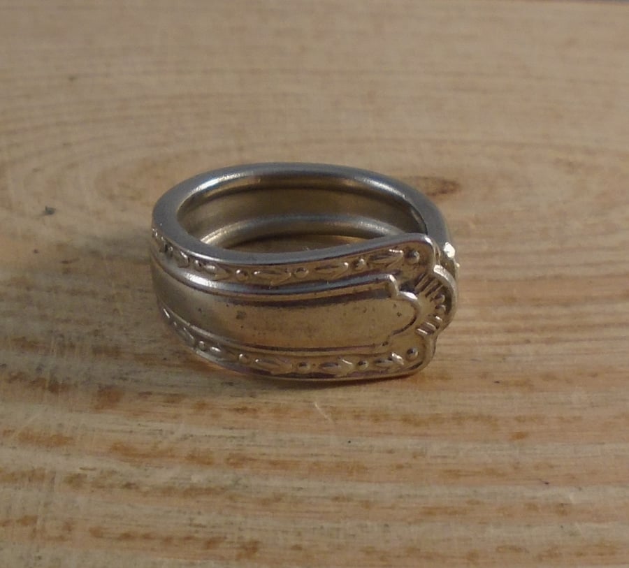 Upcycled Silver Plated Fleur Spoon Handle Ring SPR061905