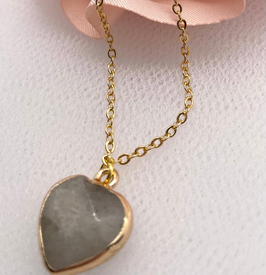 Labradorite Semi-precious Heart Shaped Pendant 