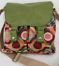 Handmade pink multi and green cross body messenger bag