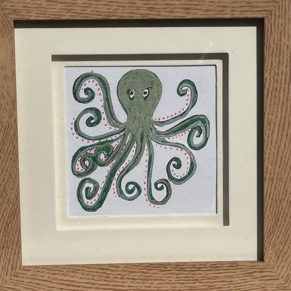 Stylised Octopus Painting- Green