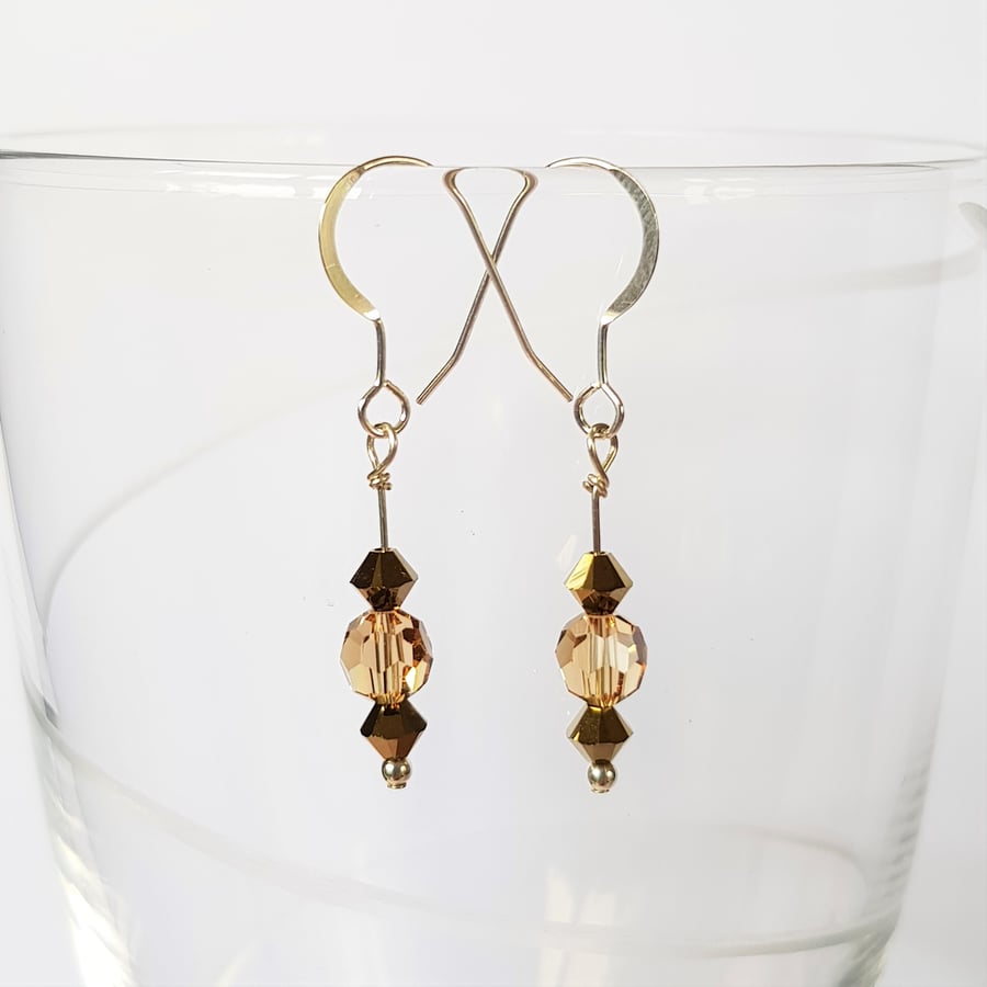 Swarovski Crystal Drop Earrings - Golden Colours Short