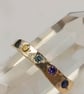 Golden Fusion Hammered Silver Ring with Cubic Zirconia - Size L - Image 2