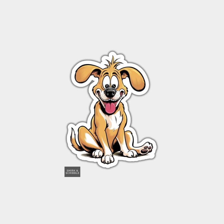 Funny Vinyl Sticker For Adults - Cute Happy Dog Sitting