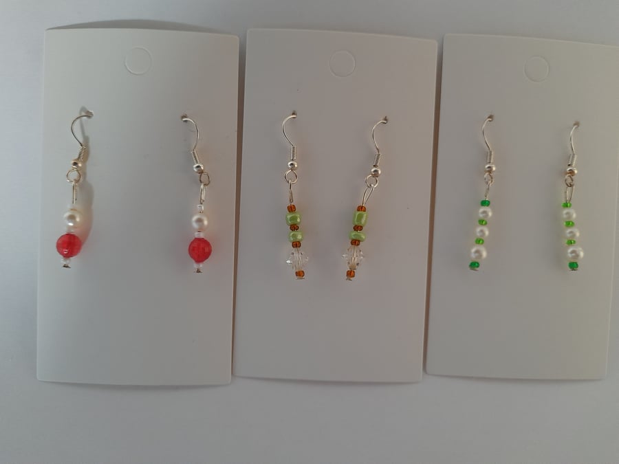 Set of 3 Handmade earrings for pierced ears