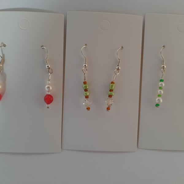 Set of 3 Handmade earrings for pierced ears