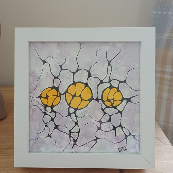 Original Neuro Art framed ready to display 6x6 inches