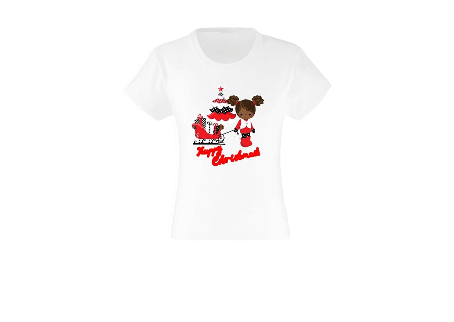 Afro Girl Christmas T shirt - Custom Printed T shirt