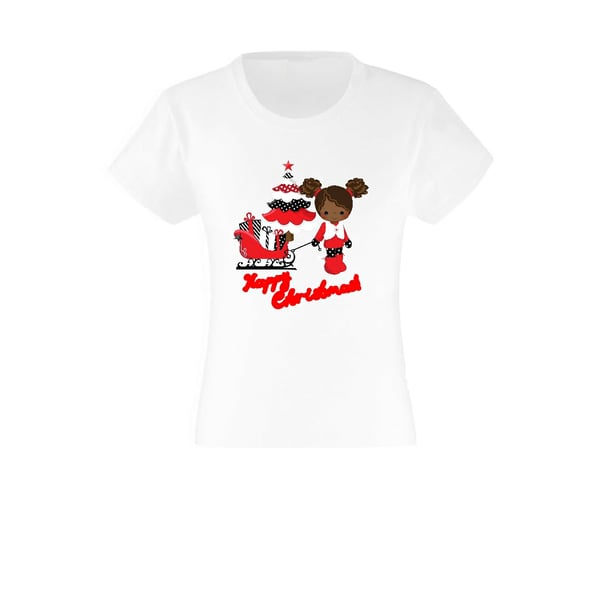 Afro Girl Christmas T shirt - Custom Printed T shirt