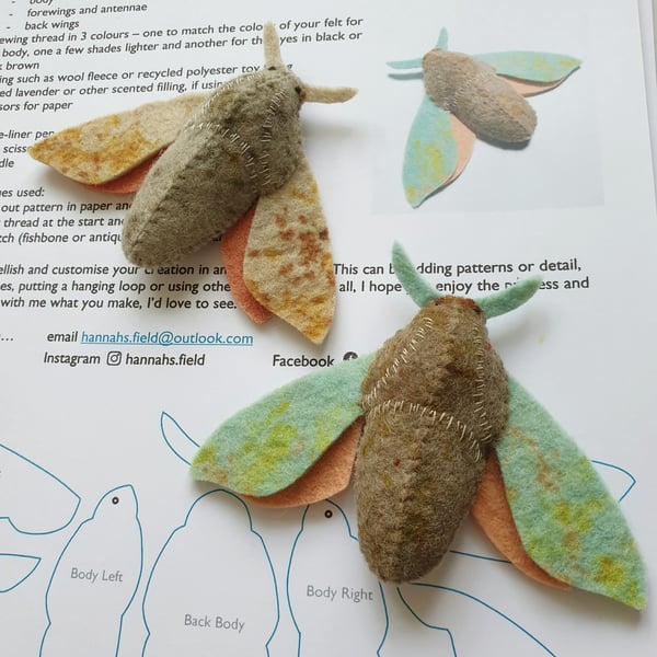 Digital PDF Sewing Pattern - Light & Shade Felt Moth