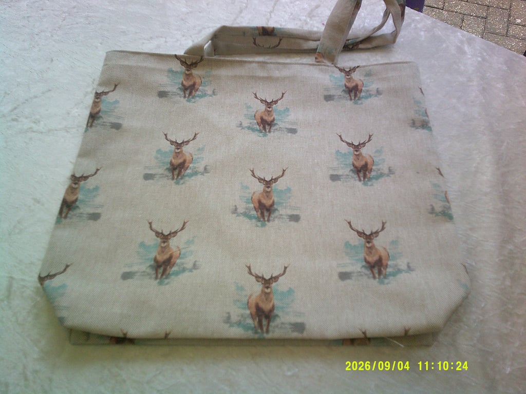 Stags on Beige Fabric Bag