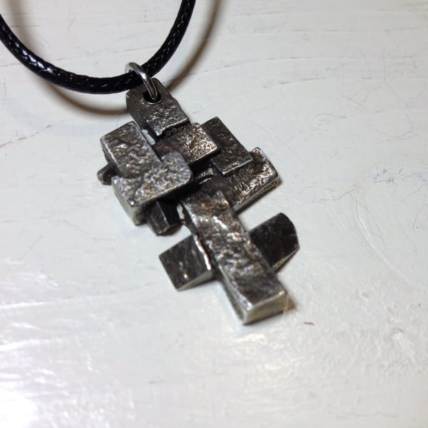 Pewter Pendant Necklace on Cord.