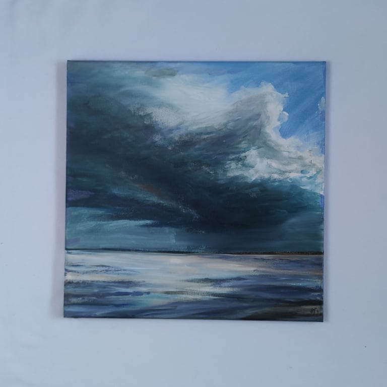 Storm Cloud, Stormy Seascape, Square Ocean Landscape Painitng 