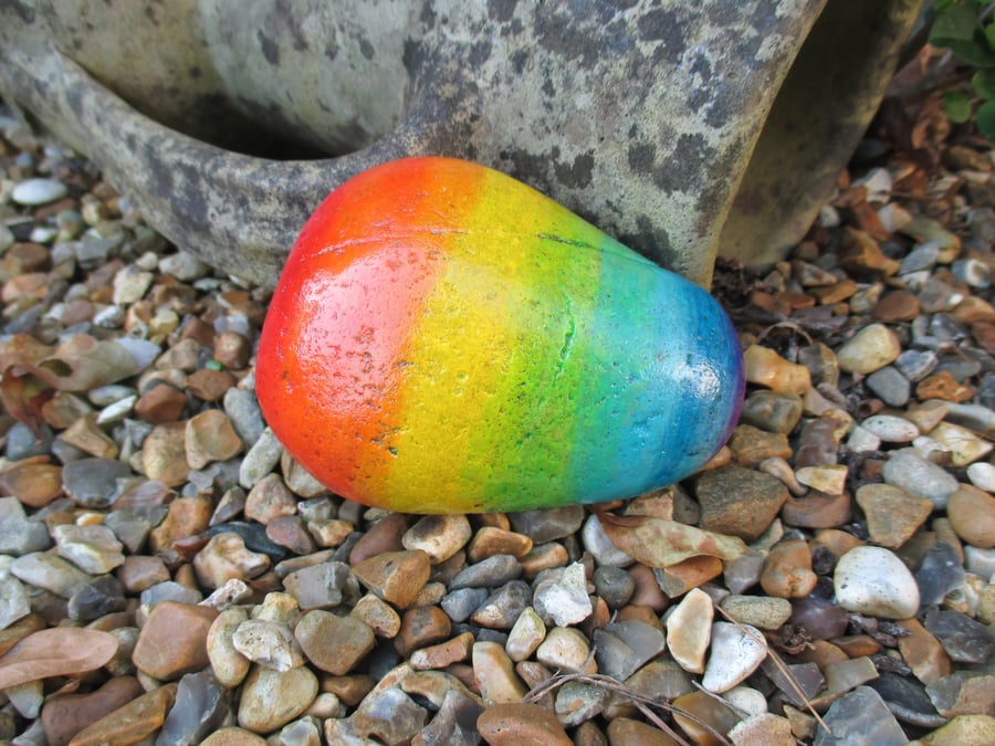 Painted Rock Memorial Stone Bunny Rabbit Pet Rainbow Stone Pet Cat Dog