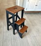 Black Wooden Folding Step Stool - Kitchen & Library Steps - Walnut Colour Finish