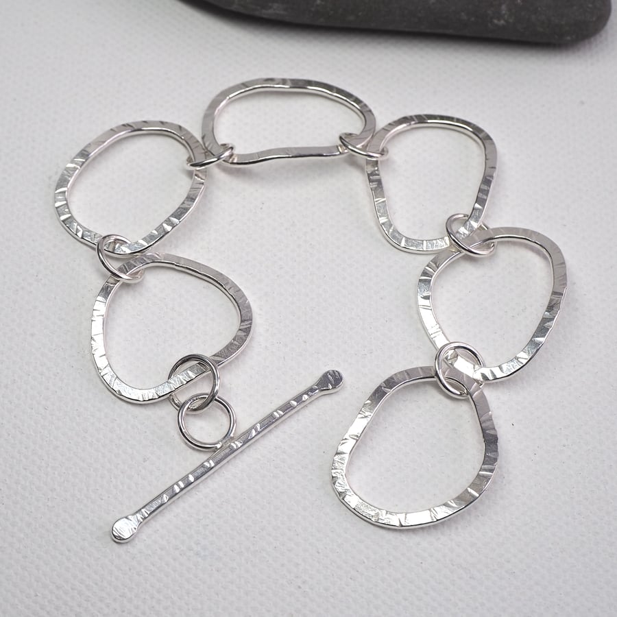 Silver Bracelet, Hallmarked sterling silver large link bracelet