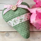 PINK AND GREEN HEART DECORATION - with roses ribbon