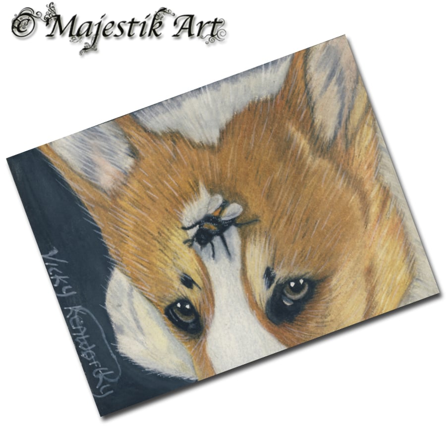 Archival ACEO Corgi Print 'Buzz off' By V Kenworthy