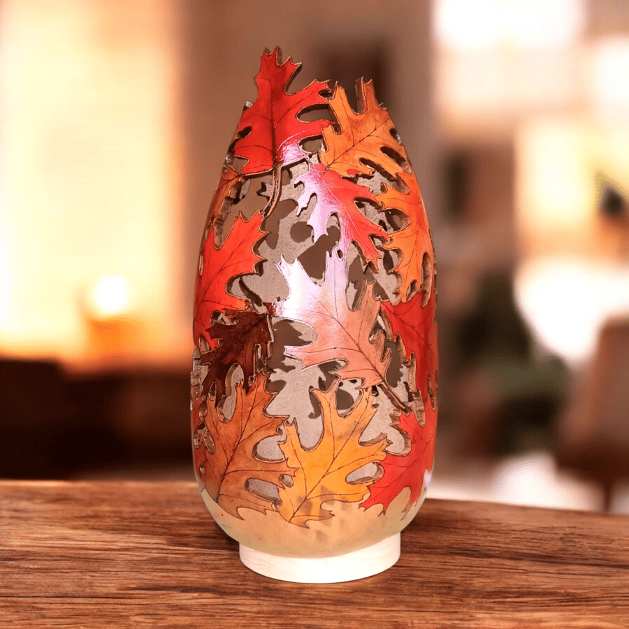 Red Oak Leaf Gourd Lamp