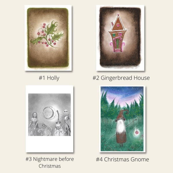Christmas Greeting Cards - Gothic Art, Whimsical gothic illustrations, Dark Art