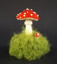 Toadstools on Moss. Needle Felted Fibre Art. Handmade by The Mossy Nook