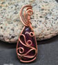 Dyed labradorite pendant hand wrapped in copper wire - Image 4