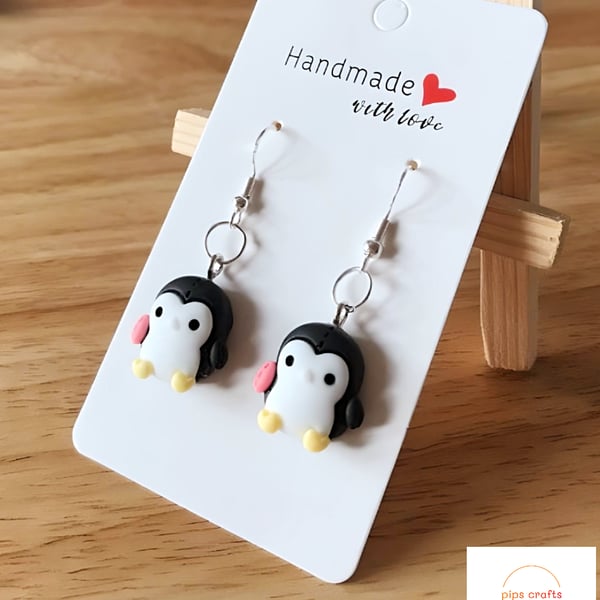 Super Cute Penguin Earrings - Fun Quirky Jewellery, 925 Silver Hooks
