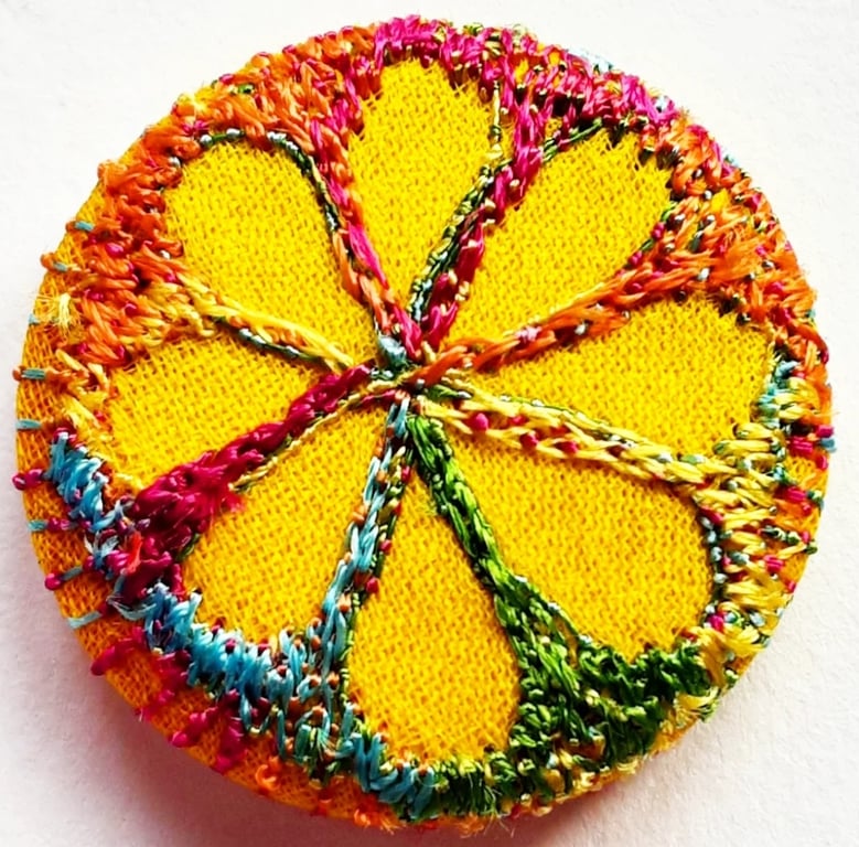 Buttons 1 inch button Hand Dyed Silks and Cottons Free Machine Embroidery Button