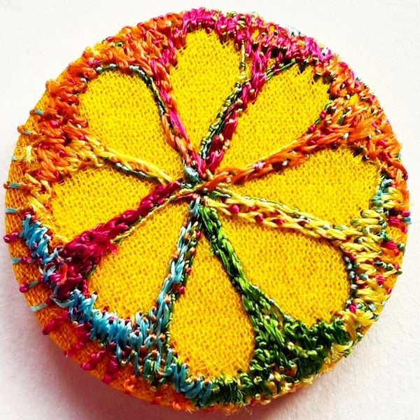Buttons 1 inch button Hand Dyed Silks and Cottons Free Machine Embroidery Button
