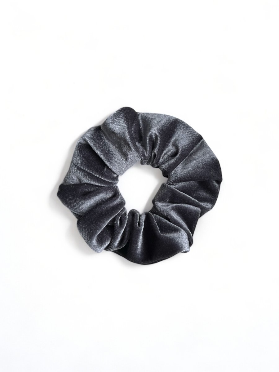 Grey Velvet Scrunchie - Large