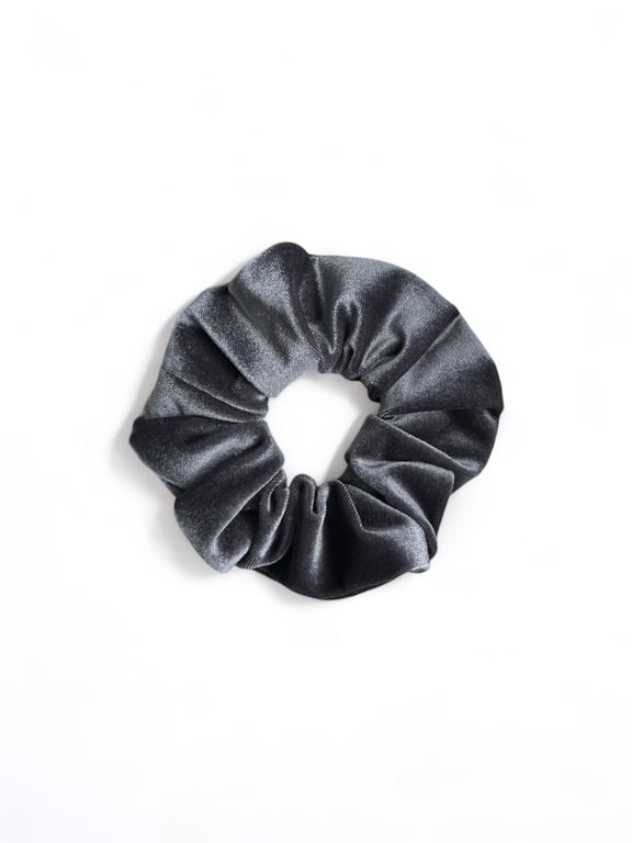 Grey Velvet Scrunchie - Large