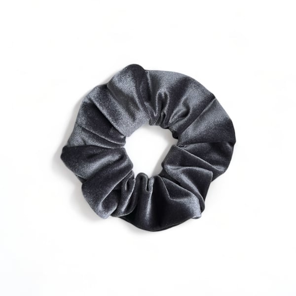 Grey Velvet Scrunchie - Large