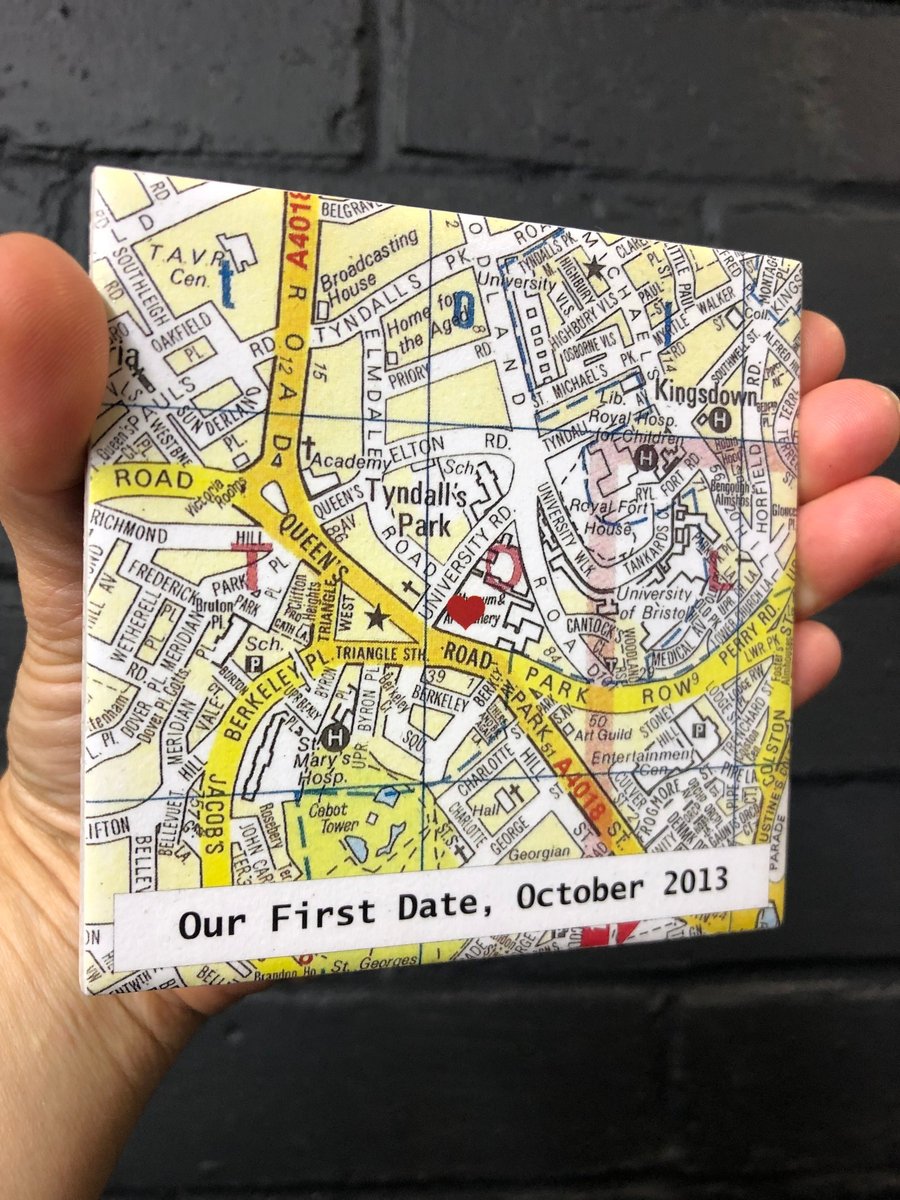 VALENTINE's Gift for Him or Her, Personalised Location-Map Coaster -CONTEMPORARY