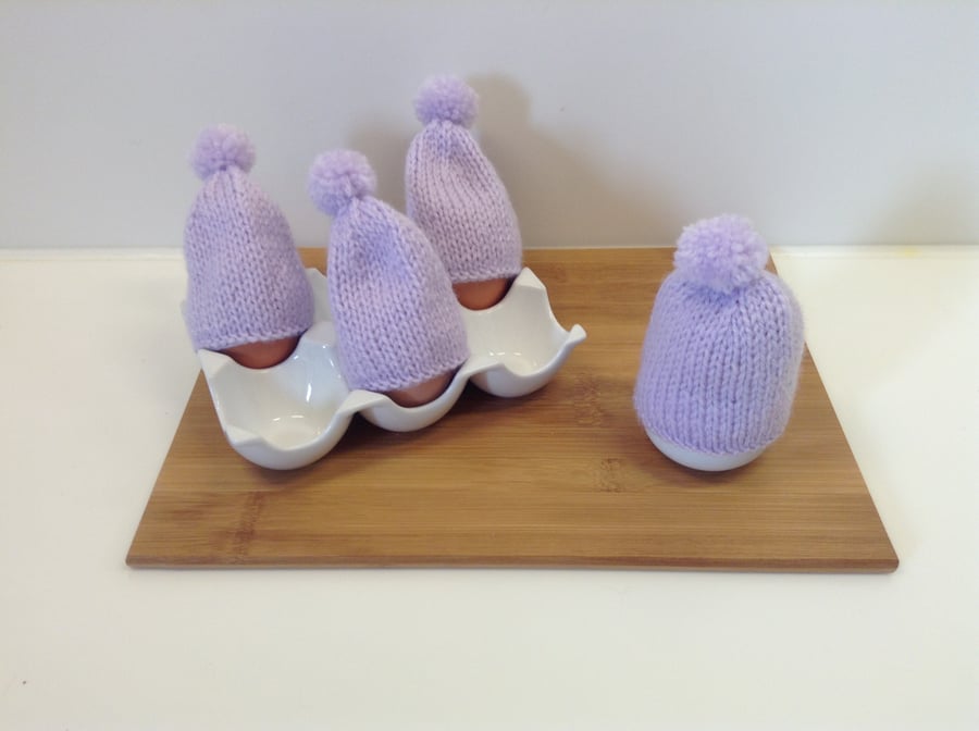 Set of 4 Egg Cosies - Lilac