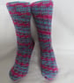 Hand-cranked Knitted Ribbed Wool Socks Size 8 to 9