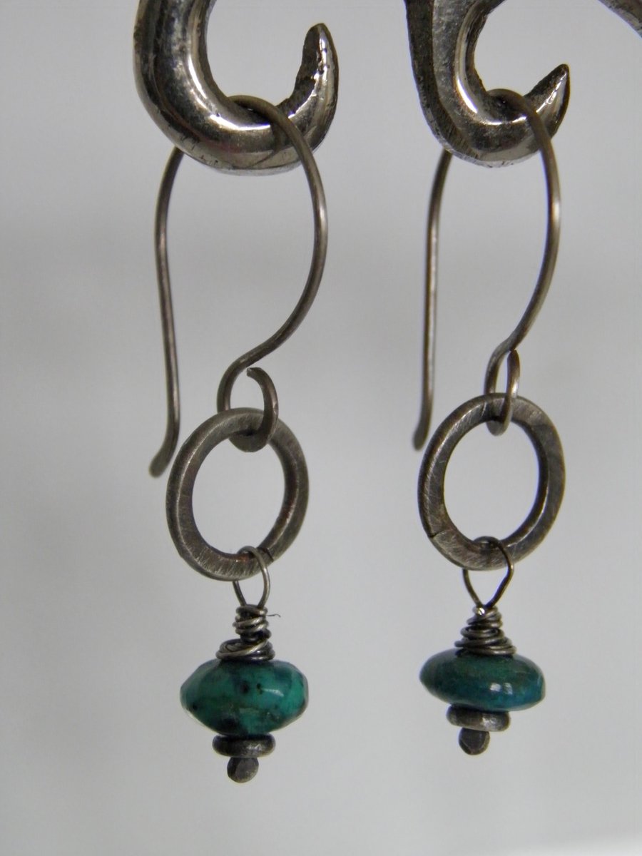 Chrysocolla Earrings Sterling Silver 