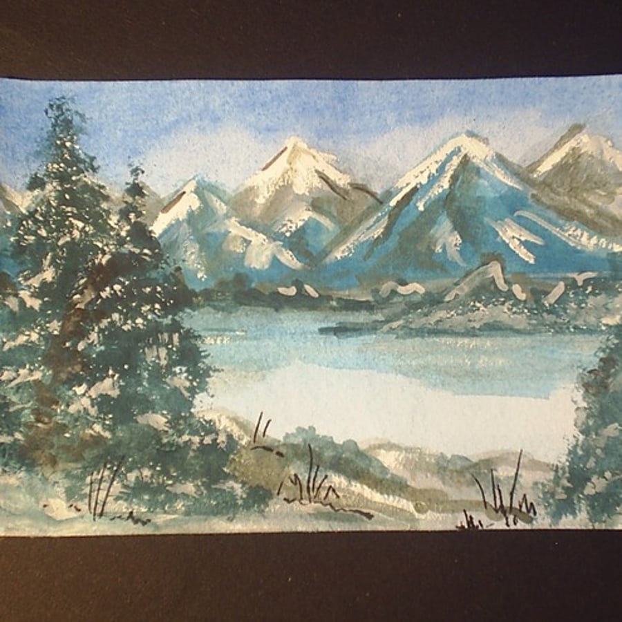 winter snowscene 1 watercolour aceo by Gweddusart