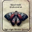 Moth Brooch. Pastel colour wooden moth brooch.