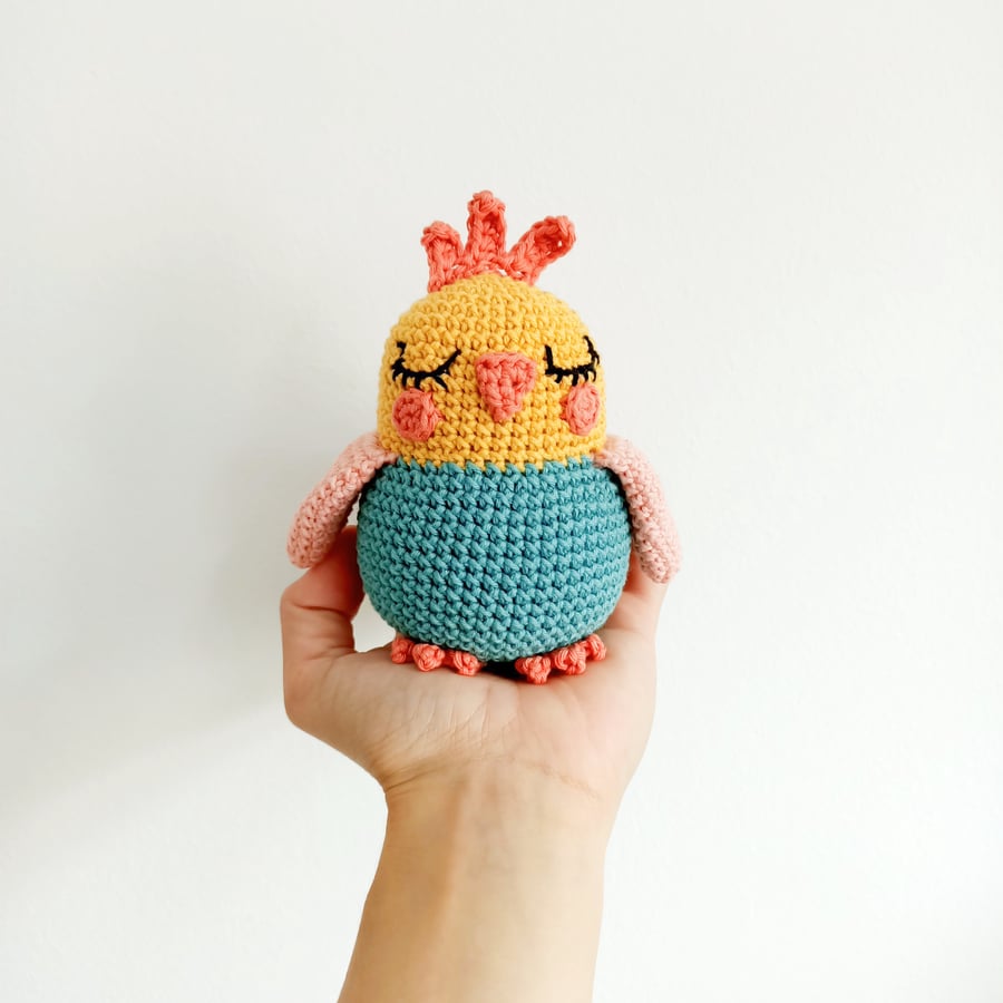 Crochet Parakeet Soft Bird Toy Handmade Animal