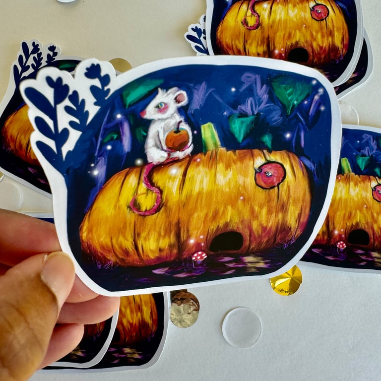 Sticker Purple Mouse Matt Vinyl - Designed by the Artist - Autumn Art