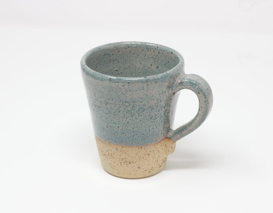 Greeny pink speckled & textured clay cup