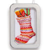 Christmas stocking decoration, 3D stocking in a little tin, 