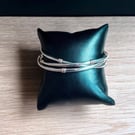 "Augment" - Sterling Silver Russian Bangle 9ct gold wraps - Made to any size 