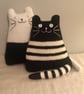 Black and White mohair knitted cat ornament folksy Christmas 2026 - Image 1