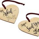 Personalised Wooden Engagement Heart - 'He Asked .. She Said Yes' 