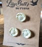 3 Vintage Pearly Glass Flower Buttons - 26mm - Image 2