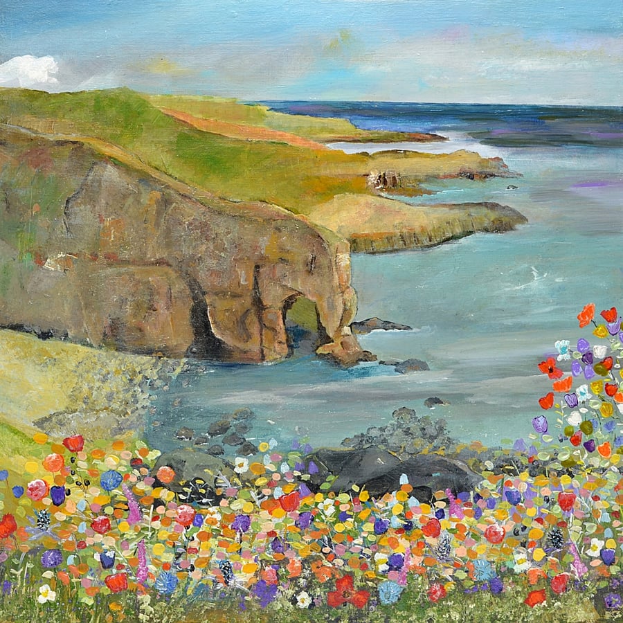 Contemporary Painting of Elephant Rock, Montrose. 12 x 12 inches. Ready to Hang.