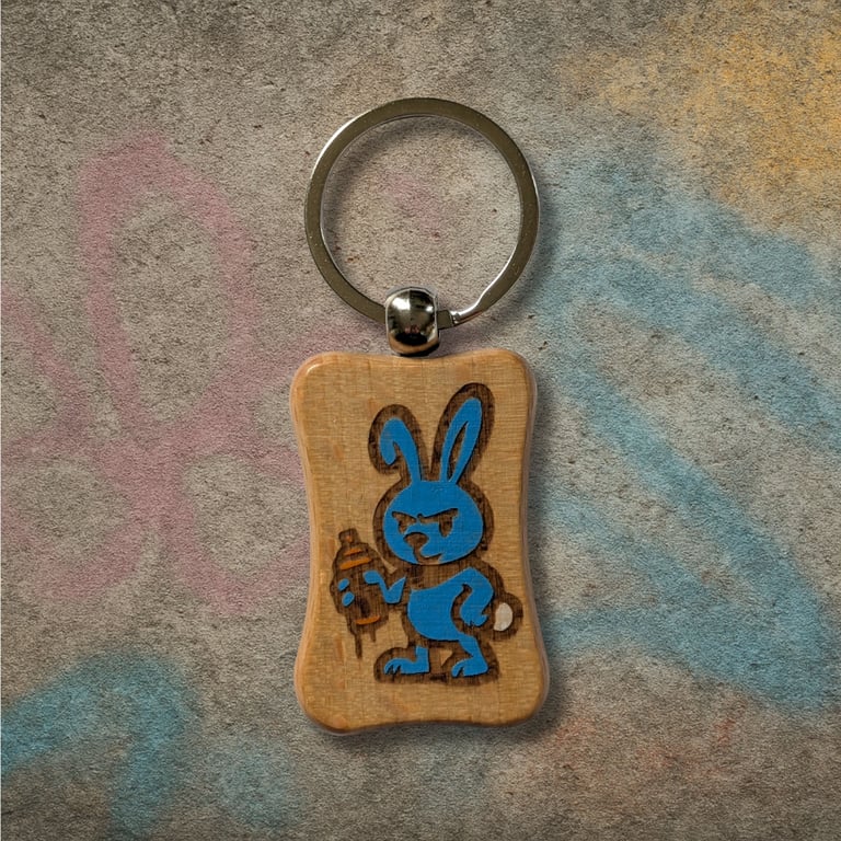 Blue Bunny Keyring: "The Graffiti Gangster Charm"