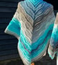 Blue Aquarius soft wool Triangle Lace and Texture Shawl Wrap - Image 4