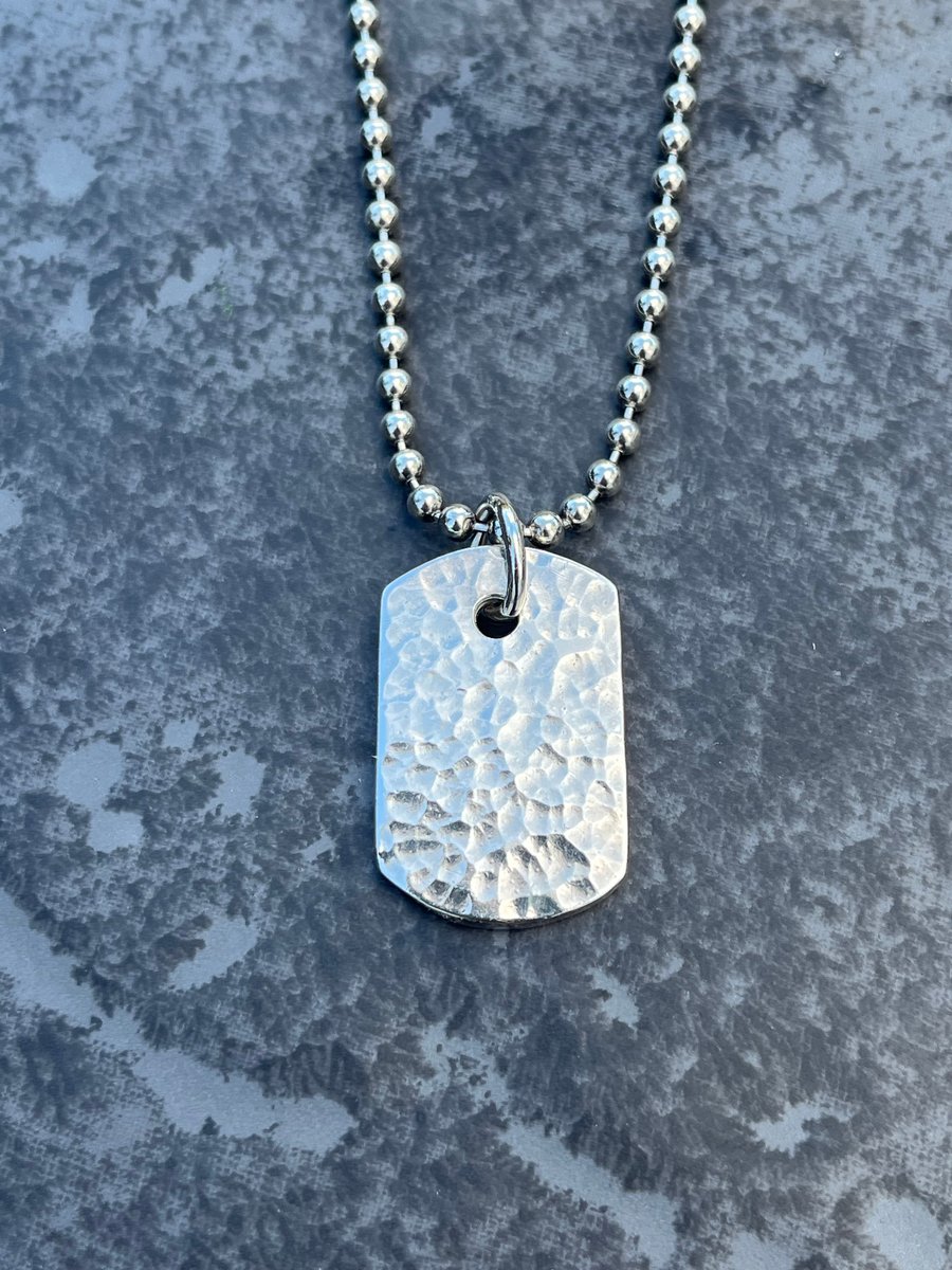 Silver i.d tag necklace, men’s chunky necklace, silver dog tag necklace, mens